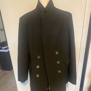 Mango Black Double-Breasted Blazer with Silver Buttons